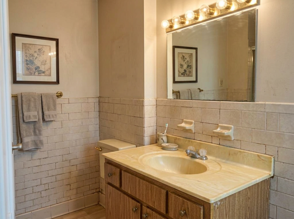 Bathroom Remodel & Upgrade — before repair by Helping Hands Handyman
