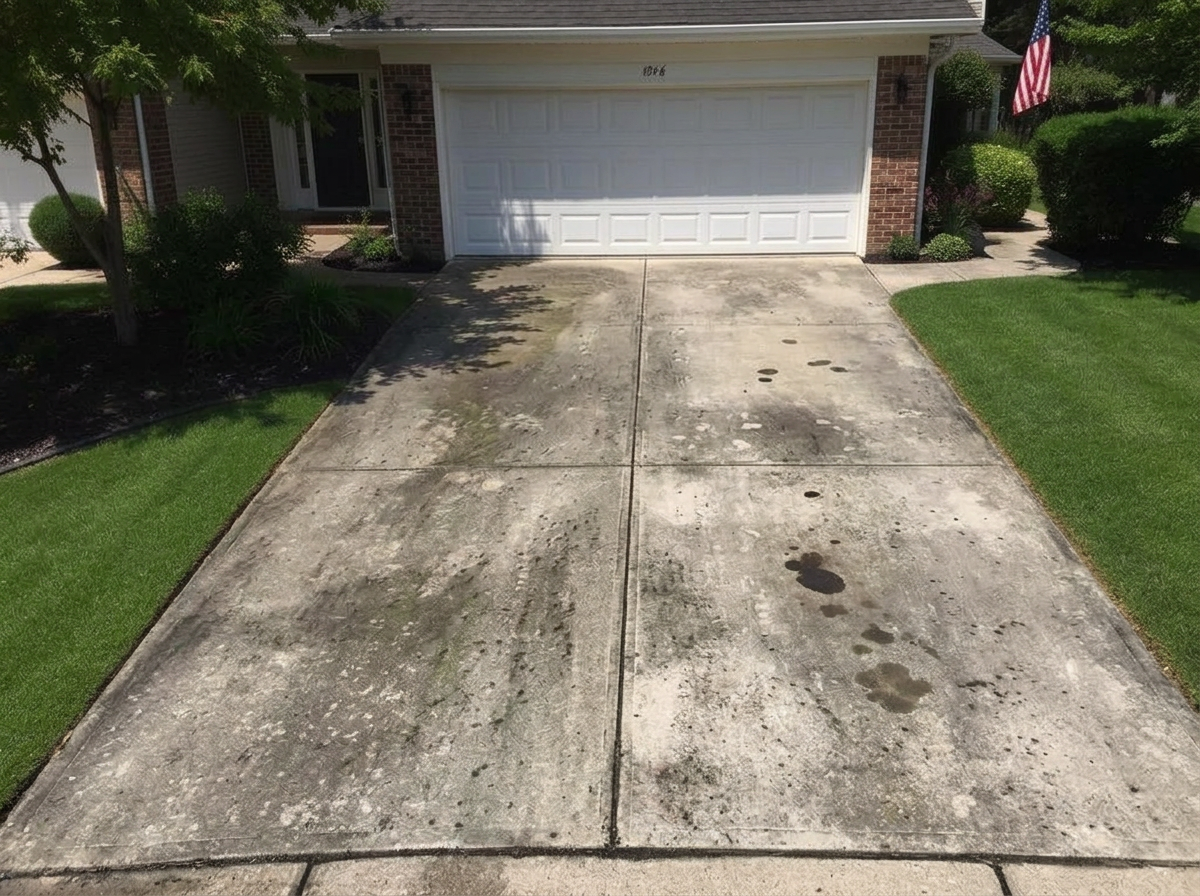 Driveway Pressure Washing — before repair by Helping Hands Handyman